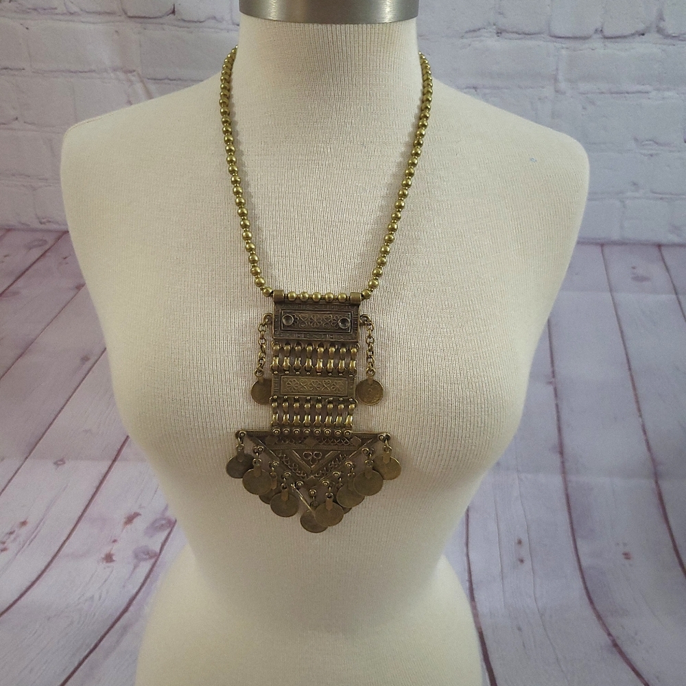 Child of Wild Bodrum Necklace Brass Chunky Coin